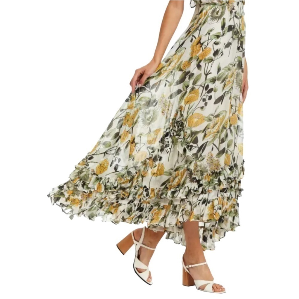 Secret Mission Dress Celia Georgette Maxi Dress in Yellow Poppy Floral NWT - Picture 8 of 9